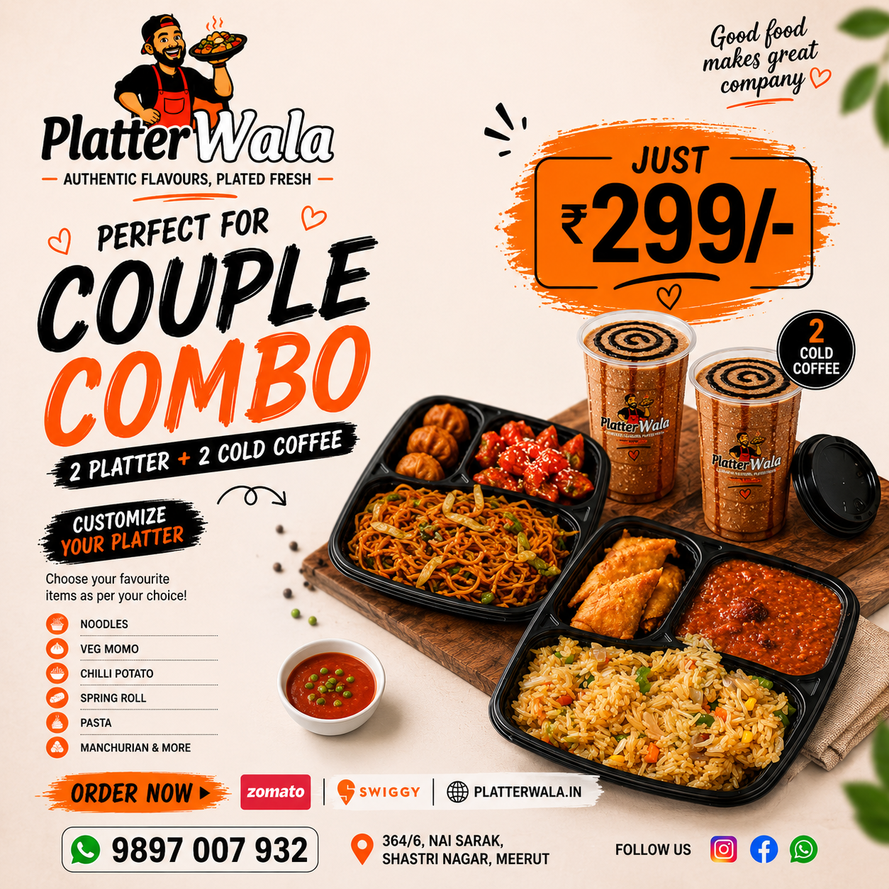 Couple Combo (2 Platters + 2 Cold Coffees)